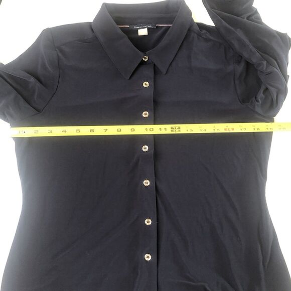 Tommy Hilfiger Women’s Button Down Blouse Navy Blue Tag Size Large - Picture 4 of 14